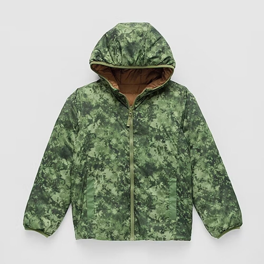 NWT Thereabouts Little and Big Kids Mid-Weight Puffer Jacket, Reversible